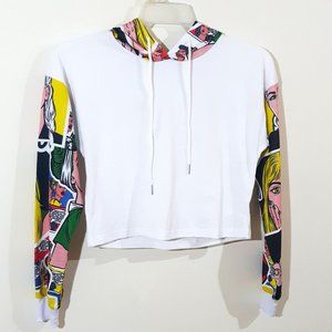 Criminal Damage Pop Art Comic Strip Crop Hoodie